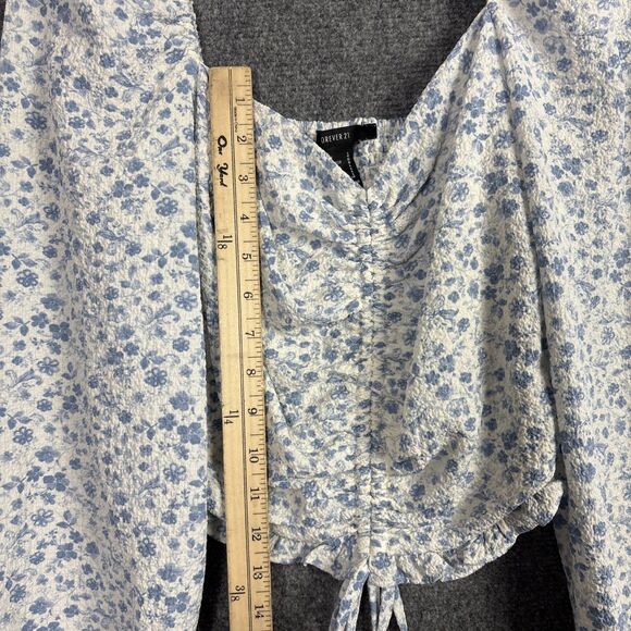 FOREVER 21 Top Blouse  Womens S Blue floral Cottagecore Peasant Y2k Coquette - Picture 4 of 8